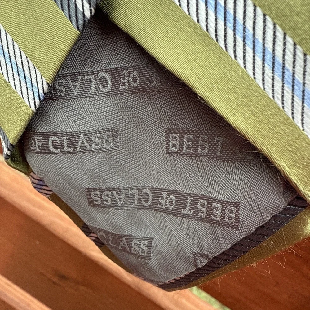 Robert Talbott Silk‎ Tie Designer STRIPED Green Gray 62